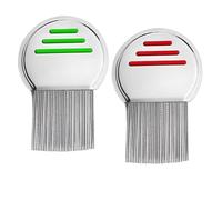 2 Piezas Peines para Piojos,Peine de Dientes de Acero Inoxidable(Rojo y verde）