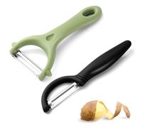 2 Piezas Pelador Universal, Peladors Patatas Manual de Verduras y Frutas Acero Inoxidable, Mango Ergonómico Pelador para Cocina (Negro, Verde)