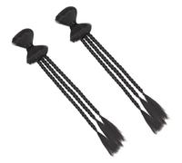 2 Piezas Peluca de Cabello Trenzado Lazo, Doble Coleta, Negro | Fibra de Alta Temperatura, Fácil de Usar, Estilo para Fiesta y Compras, para Chicas y Señoras