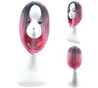 2 piezas Pelucas Cosplay Corto Derecho Chelín para Anime Disfraz Fiesta Víspera de Todos los Santos Navidad (Color : Pink)