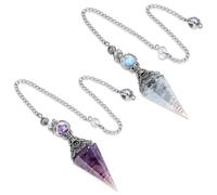 2 Piezas Pendulo Radiestesia Pendulos Adivinacion Péndulo Radiestesia Cristales Naturales Exquisita Hermosa Adecuados Para Adivinación Rituales De Brujería Reiki Absorción De Energía(Morado&Azul)