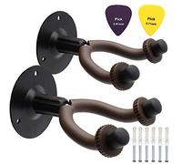 2 piezas Percha de guitarra,Soporte de pared para guitarra de servicio pesado, montaje en pared, soporte sólido para bajo eléctrico ukelele de guitarra acústica (Redondo)