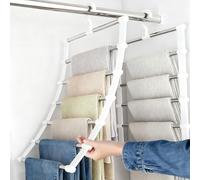 2 Piezas Perchas Ahorra Espacio, Perchas para Pantalones en Inoxidable Antideslizante Organizador de Pantalones Plegable Pantalonero para Pantalone, Faldas, Bufandas, Corbatas, Cinturones, Sábanas