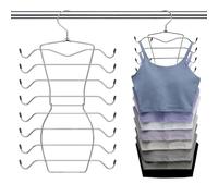 2 Piezas Perchas para Sujetador, 8 En 1 Percha de Metálico Ahorradoras de Espacio, Percha Multiple Plegable, Organizador de Armario para Sujetadores, Ropa Interior y Prendas de Tirantes