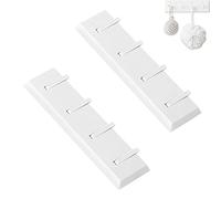 2 Piezas Perchero de Montaje en Pared, Entrada Perchero de Pared, Pasillo Perchero de Pared, No Perforado, Autoadhesivo, con 4 Ganchos Retráctiles, para Recibidor Baño Dormitorio Cocina (Blanco)