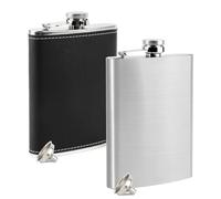 2 Piezas Petacas de Alcohol y 2 Embudo, RISVOWO Petacas de Alcohol de Acero Inoxidable, Licor Alcohol, Portátil Whisky Hip Flask para Escalada, Camping, Senderismo, Viajes (negro y plata)