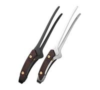 2 Piezas Pinza Cocina Acero Inoxidable con Mango Madera Maciza - Resistentes al Calor, Pinza Camping y Barbacoa, Pinzas para Parrilla, Pinzas para Cocinar Alimentos, para Filetes, Verduras (Doblar)
