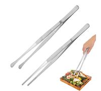 2 Piezas Pinzas Cocina Acero Inoxidable 30 cm, Pinzas de Chef Profesionales con Punta Apuntado/Ronda, Diseño Dentado para un Agarre Seguro para Parrilla, Servir, Decorar