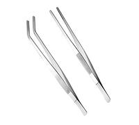 2 Piezas Pinzas de Cocina - Rectas y Curvas - Acero Inoxidable para Carne, Barbacoa y Pastelería
