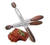 2 Piezas Pinzas de Nogal para Ensalada y Cocina, 23 y 30cm | Mango con Cierre, Apertura Ajustable, para Pasta, Barbacoa y Bufés, Juego de Dos Tamaños