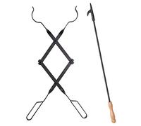 2 piezas-pinzas para chimenea + gancho para fuego, pinzas para leña de 60 cm + ganchos para fuego de 80 cm, pinzas para troncos