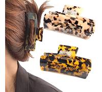 2 Piezas Pinzas para el Pelo, Pinzas Para el Pelo de Plástico, Pinza de Pelo de Leopardo, Pinza de Pelo Antideslizante, para Mujeres Niñas Cabello Largo Grueso (2 Colores)