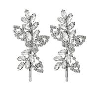 2 Piezas Pinzas Pelo de Hoja Gemas de Imitación | Aleación de Zinc y Acabado Plata, Sujeción Segura y Textura Delicada, para Niñas y Peinados Diarios