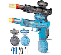 2 Piezas Pistola de Agua Eléctrica, Pistola de Agua Niños con Llama LED, Gran Capacidad Recargable Pistola de Agua Automática, Alcance 8-10 M, Exterior Juguetes para Niños 3+, Piscina, Playa, Fiesta