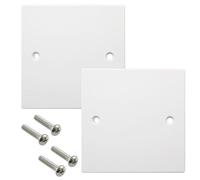 2 Piezas Placa de cubierta ciega, cubiertas eléctricas para enchufes, agujeros de pared, placa ciega para interruptores, acabado blanco, con tornillos (86 mm x 86 mm)