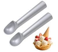 2 Piezas Plata Cuchara Helado Bola, Diseño Resistente y Duradero Cuchara Helado, Aluminio Fácil de Limpiar Sacabolas Helados para Doméstico y Heladerías, Antiadherente para Gelatina Masa de Galletas