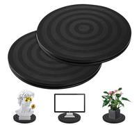 2 Piezas Plataforma Giratoria Redonda 20cm Base Giratoria de Plataforma Plástica,Plataforma Giratoria Universal Redonda 360° para TV Monitor Esculturas de Cerámica Plantas Bonsai(Negra)