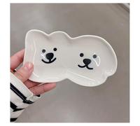 (2 Piezas) Plato Pequeño De Cerámica Hogar Lindo Inmersión Salsa Soja Condimento Sushi Vinagre (Placa doble,Blanco)