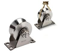2 Piezas Polea de Inversión, Polea Guía En Forma de V, Apta Para Cables de Acero de 10 Mm, con Dos Rodamientos de Bolas y Una Capacidad de Carga de 250 Kilogramos