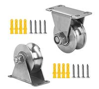 2 Piezas Poleas Ruedas para Puertas Correderas, Acero Inoxidable Poleas, Polea con Polea con Rodamiento de Bolas, 48mm U-Poleas para Tendedero Cuerda Cables, Motores Electricos Industriales