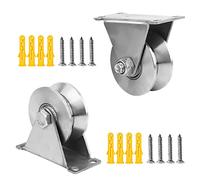 2 Piezas Poleas Ruedas para Puertas Correderas, Acero Inoxidable Poleas, Polea con Polea con Rodamiento de Bolas, 48mm V-Poleas para Tendedero Cuerda Cables, Motores Electricos Industriales