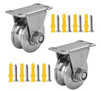 2 Piezas Poleas Ruedas para Puertas Correderas, Acero Inoxidable Poleas, Polea con Polea con Rodamiento de Bolas, 48mm U-Poleas para Tendedero Cuerda Cables, Motores Electricos Industriales