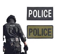 2 Piezas POLICE Parche Bordado Nombre Un parche bordado con un pequeño parche táctico de gancho - anillo para chalecos, chaquetas, chalecos y sombreros de la Guardia de pecho o hombre 10 x 5cm