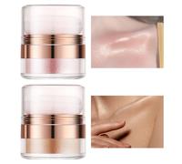 2 Piezas Polvo De Palmaditas Resaltador De Polvo Con Aplicador Polvos Resistentes Al Agua Para Rostro Cabello Y Cuerpo Con Brillo Iluminador Y Textura Fina (Dorado + Rosa)