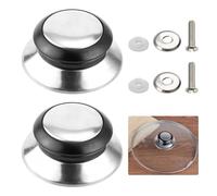 2 Piezas Pomo Tapa Cacerola, Perillas Recambio Tapadera con Tornillos, Universal Tapa Olla Pomo, Resistente al Calor, Perillas para Tapa de Cacerola, Tirador para Tapa de Olla de Acero Inoxidable