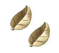 2 Piezas Pomos de Latón con Forma de Hojas, Tiradores para Cajones con Tornillos, Manijas para Gabinetes de Cocina, para Dormitorio Oficina Baño Tocador Muebles Herrajes, Dorado