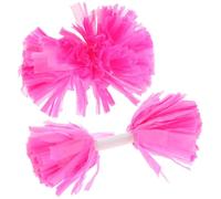 2 Piezas Pompones Rosas de Animadoras con Asa para Equipos y Baile | Plástico, Uso en Stage y Rallies, Ligero de Llevar, Profesores de Educación Física