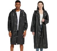2 Piezas Poncho de Lluvia Reutilizable, Material EVA Transpirable, Chubasquero Transparente, Largo Impermeable, para Viaje, Ciclismo, Negro