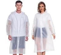 2 Piezas Ponchos de Lluvia, Poncho de lluvia Reutilizable, Poncho de Lluvia de Material EVA Transpirable, Chubasquero Transparente, poncho de lluvia largo Impermeable, para Viaje, Ciclismo, Blanco