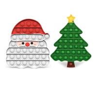 2 Piezas Pop it Fidget Toy, Árbol de Navidad Push and Pop Fidget Toy, Papá Noel Pop Bubble Sensory Fidget Toys, Juguete Burbujas Silicona, Juguete Antiestrés Push Pop para Niños y Adultos