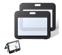 2 Piezas Porta Tarjetas Identificativas con Ventanas de Doble Cara Funda, Transparente Plástico Duro Badge Titulares, para Oficina Escuela Tarjetas de Crédito Tarjetas Llave