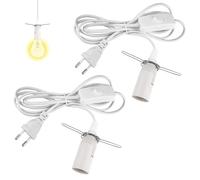 2 Piezas Portalámparas E14 con Cable de 1,8 m y EU Enchufe, Cable para Lámpara de Sal, Casquillo para Bombilla, Casquillos para Bombillas para Lámpara de Pie, Candelabro, Lámpara Creativa