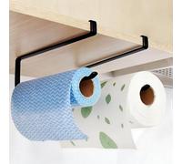 2 Piezas Portarrollos de Cocina para Instalación Debajo del Armario, Portarollos Cocina Sin Taladrar Soporte para Rollos de Papel, Negro