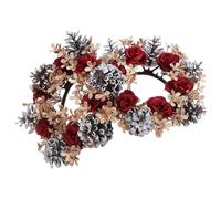 2 Piezas Portavelas Navideño Pequeño de Plástico, 8cm | Ambiente Festivo, Estilo Boho Rústico, Adecuado para Mesa Central en Navidad y Adviento