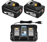 [2 Piezas] Powayup Repuesto para Maki-ta 18V Batería BL1850B + para Maki-ta Cargador 18V DC18RD Cargador de Doble Puerto DC18RD DC18RC para BL1850B BL1830 BL1840 BL1850
