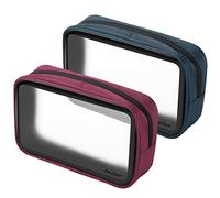 [2 Piezas] ProCase TSA Aprobado Neceser de Viaje, Bolsa Aseo de Transporte para Avión, Almacenamiento Transparente de Artículos Cuidados Líquidos Cremas y Cosméticos -Rojo y Azul