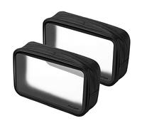 [2 Piezas] ProCase TSA Aprobado Neceser de Viaje, Bolsa Aseo de Transporte para Avión, Almacenamiento Transparente de Artículos Cuidados Líquidos Cremas y Cosméticos -Negro