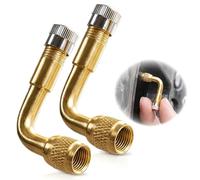 2 Piezas Prolongadores de Válvula 90 Grados de Latón, Extensiones de Válvulas y Adaptador de Válvula en Ángulo para Válvula AV, Neumático de Coche, Moto, Bicicleta, Scooter, Remolque y Carretilla