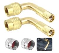 2 Piezas Prolongadores de Válvula de Latón a 90 Grados, Extensión de Válvula de Neumático, Extensión de Vástago de Válvula de Neumáticos, Adaptador de Válvula Angular para Coche, Moto, Scooter