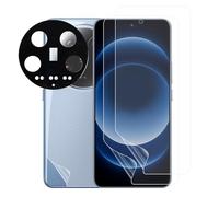 2 Piezas Protector Pantalla para Xiaomi 14 5G 6.36"+1 Pieza Protector Cámara+1 Pieza Protector Trasera Fibra Carbono, Kit de Instalación Completo, Dureza 9H, Ultra Transparente