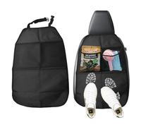 2 Piezas Protector Respaldo Asiento Coche para Niños y Mascotas - Impermeable Antisuciedad con 2 Grandes Bolsillos Organizadores, Protector Respaldo Kick Mats Universal para Coche SUV Camión (Negro)