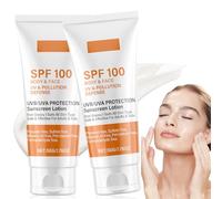 2 Piezas Protector Solar Facial SPF 100, Crema Solar SPF 100, Sunscreen SPF 100, Crema Solar Facial Para Todo Tipo de Piel, Loción Corporal Hidratante y Resistente al Agua, Fuerte Protección UV