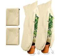 2 Piezas Protectores de Invierno para Plantas Grandes, 120x180cm Cubre Plantas Invierno con Cremallera & Cordón, Cubiertas de Protección de Plantas para Flores Árboles Arbustos