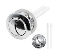 2 Piezas Pulsador Cisterna Universal 38 mm, Botón de Descarga Doble para Inodoro, Compatible con Orificio de 4 cm y Botón de 5 cm, Redondo Cromado de Plástico