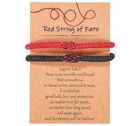 2 Piezas Pulsera a Juego, Hilo Rojo del Destino Joyería para Parejas Larga Distancia Pulseras de Relación Para él y para Ella Novio Novia día de San Valentín Aniversario Regalos de Cumpleaños