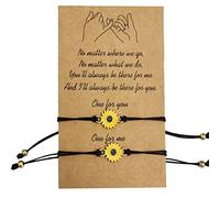2 Piezas Pulsera Girasol, Pinky Promise, Joyería de Girasol, Pulsera Amor y Amistad, Pulsera Ajustable Pulsera Girasol Moda, para Amigos, Parejas, Regalo de Graduación